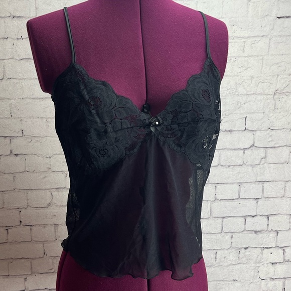 Seductive wear by cinema etoile size medium black lace and mesh camisole - Picture 1 of 4